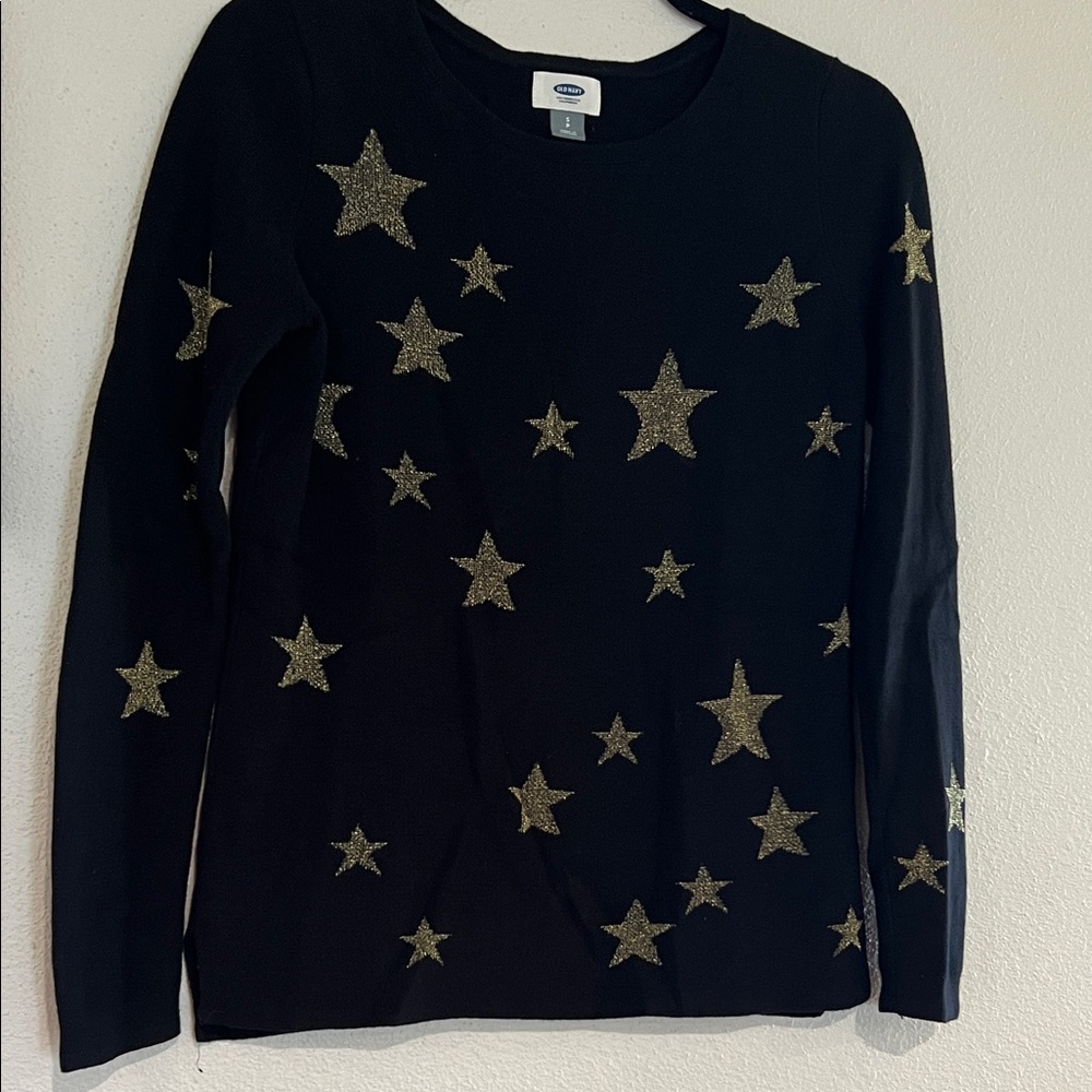 Old Navy Black Sweater with Gold Stars